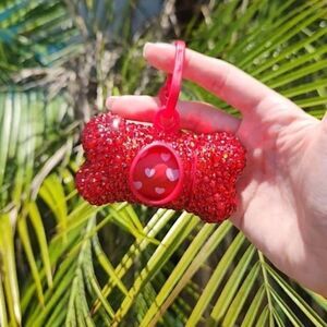 Bling Pet Potty Bag Dispenser Dog Red Rhinestone Holder